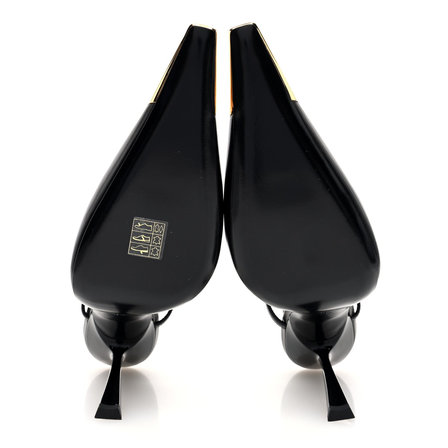 Saint Laurent Calfskin Metallic Toe Slingback Strap Heels  39 Black 6 of 9