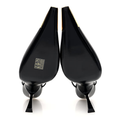 Saint Laurent Calfskin Metallic Toe Slingback Strap Heels  39 Black 6 of 9