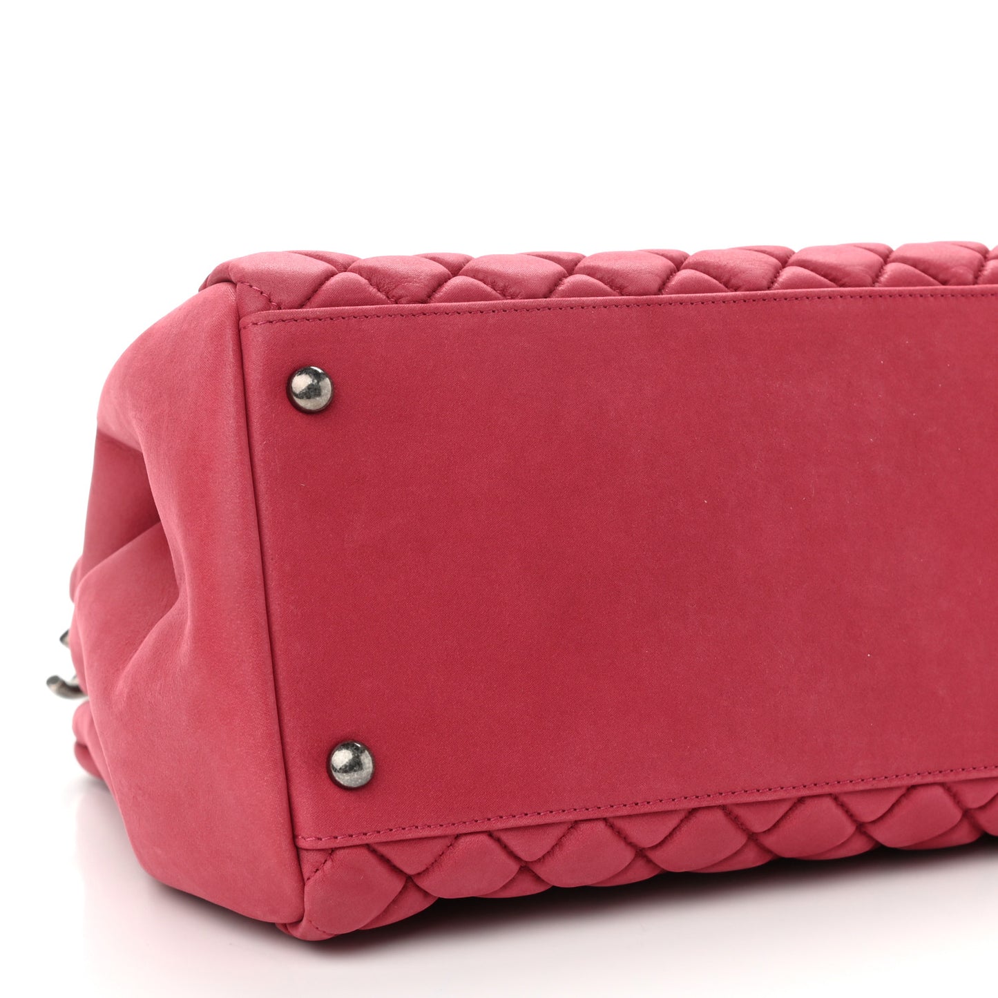 Iridescent Calfskin Quilted New Bubble Bowling Bag Fuchsia