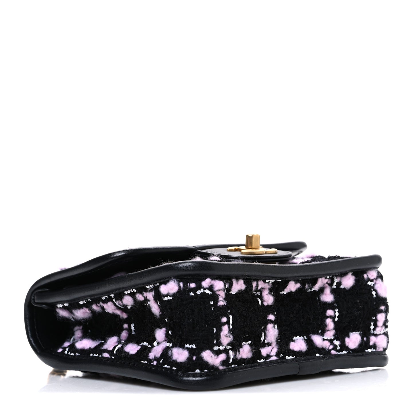 Tweed Calfskin School Memory Mini Top Handle Flap Black Pink White