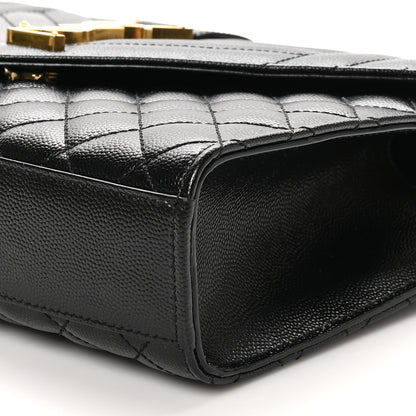 Saint Laurent Grain De Poudre Textured Mixed Matelasse Triquilt Medium Monogram Satchel Black 10 of 11