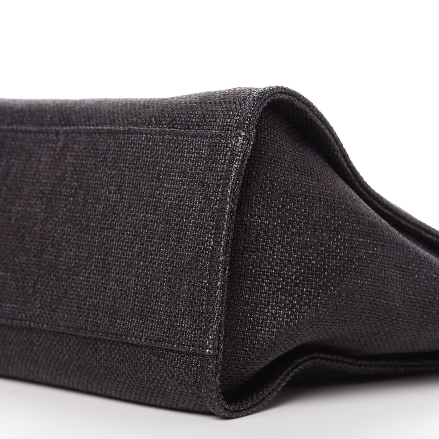 Woven Straw Raffia Medium Deauville Tote Black