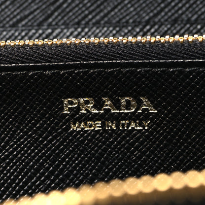 Prada Saffiano Metal Zip Around Wallet Black 6 of 7
