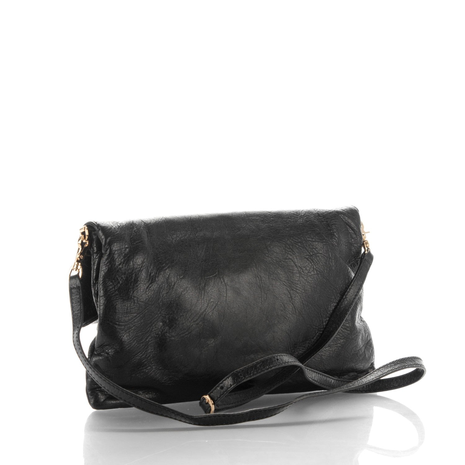 Balenciaga Agneau Giant 12 Gold Hardware Envelope Strap Clutch Black 3 of 7