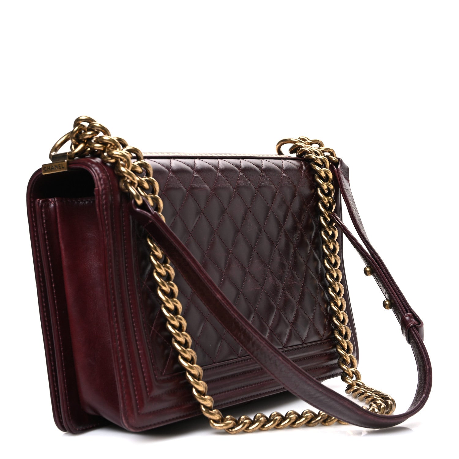 Chanel Calfskin Embossed New Medium Paris Salzburg Boy Flap Burgundy 3 of 10