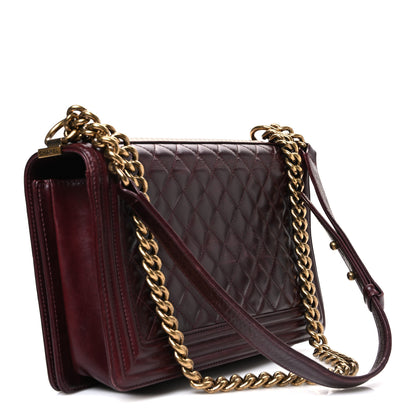 Chanel Calfskin Embossed New Medium Paris Salzburg Boy Flap Burgundy 3 of 10