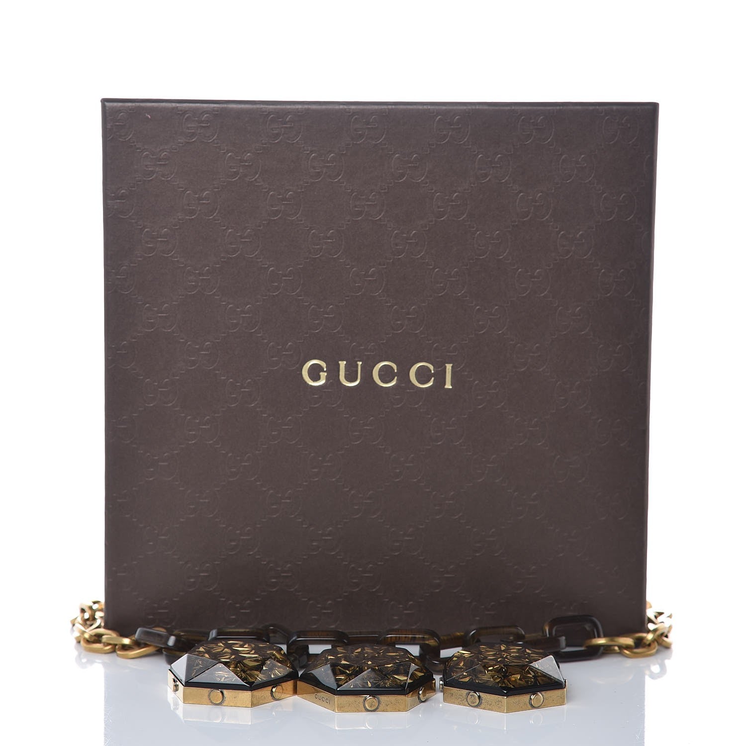 Gucci Crystal Chain Necklace Gold 4 of 8