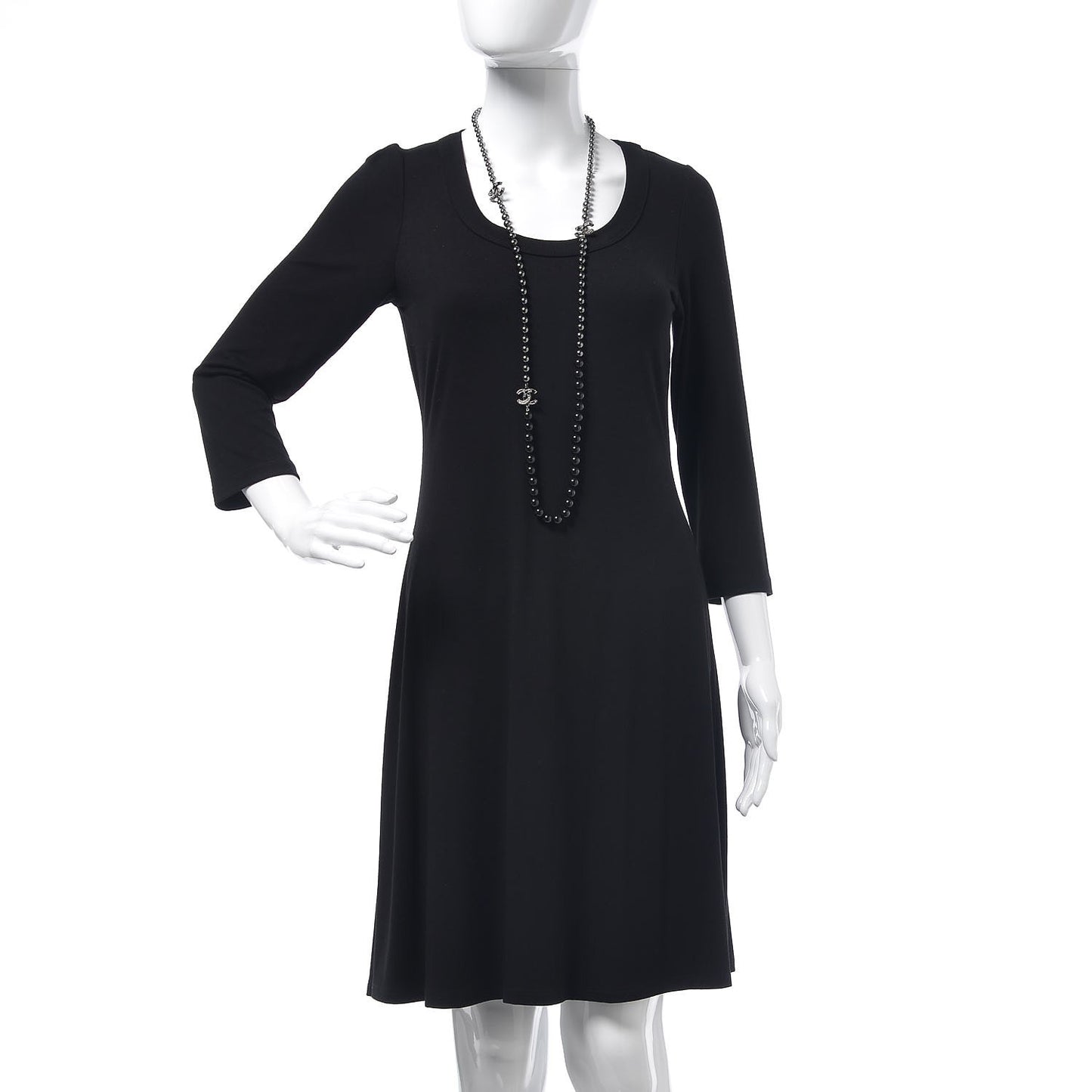 Ruthenium Graduated Bead Crystal CC Long Necklace Black