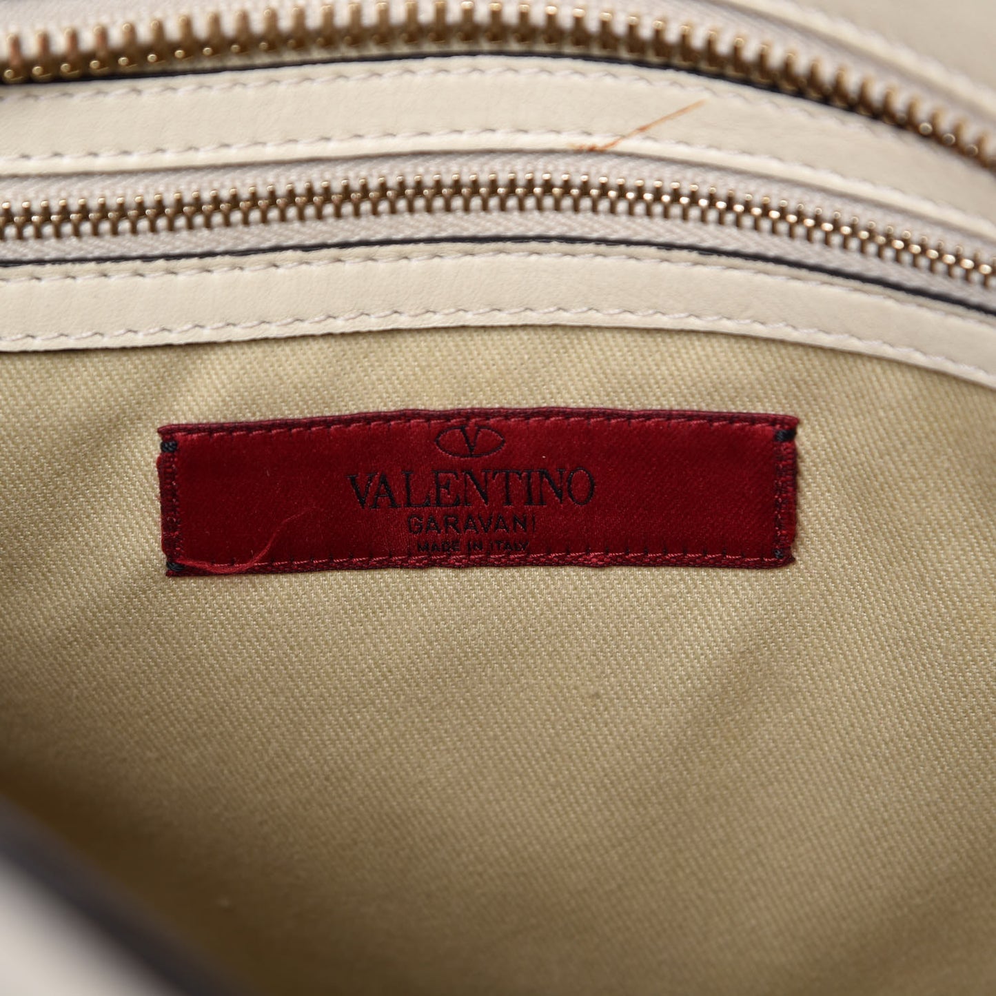 Vitello Rockstud Double Handle Tote Ivory
