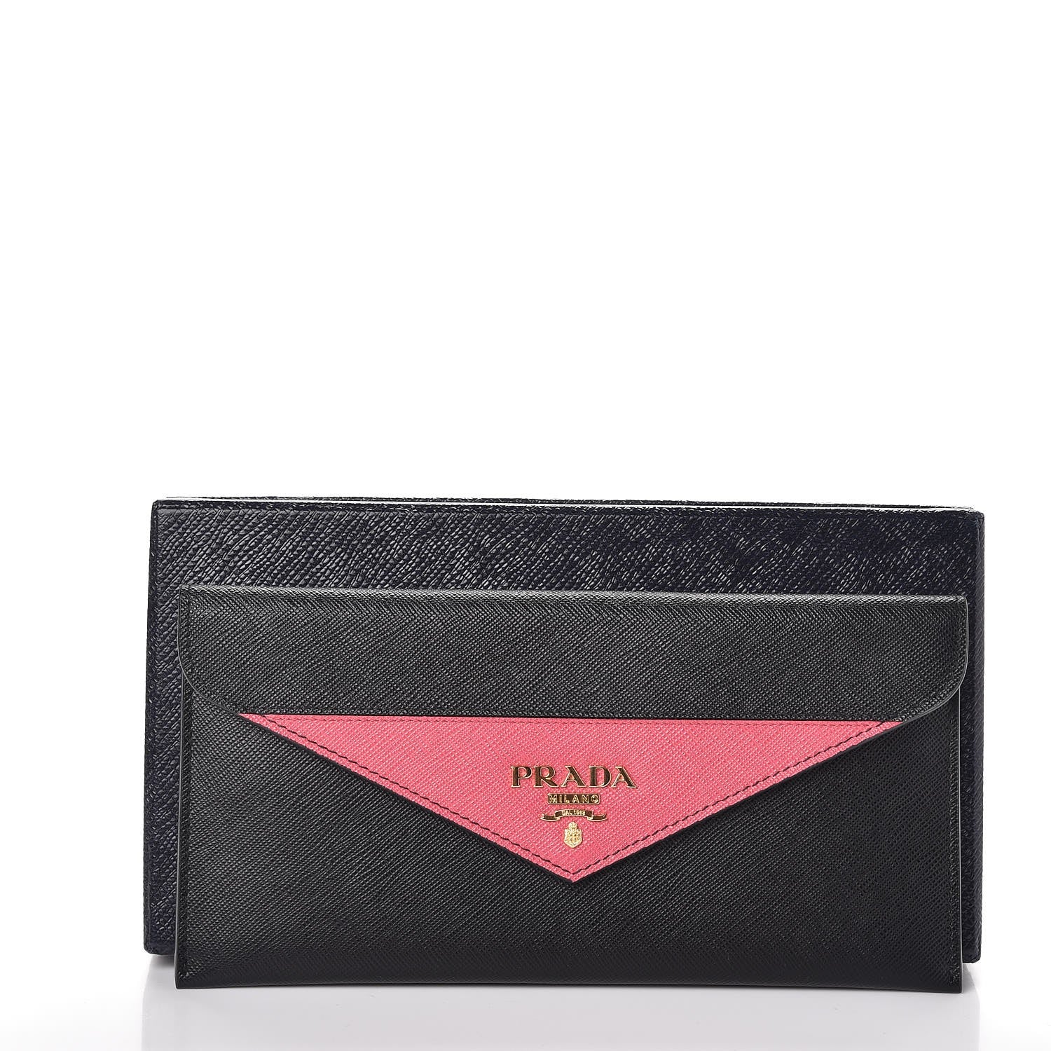 Prada Saffiano Bi-Color Envelope Wallet Black Peonia 9 of 9