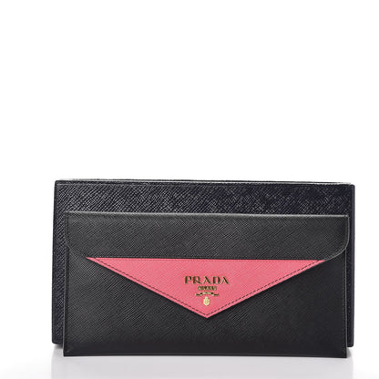 Prada Saffiano Bi-Color Envelope Wallet Black Peonia 9 of 9