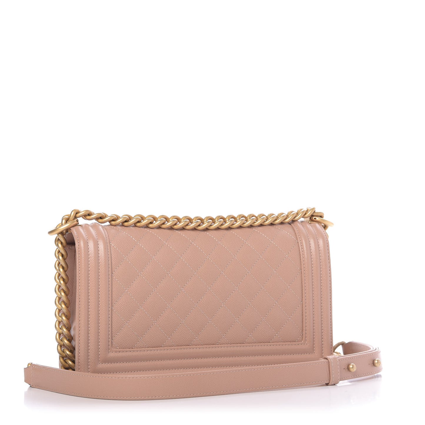 Caviar Quilted Medium Boy Flap Light Beige