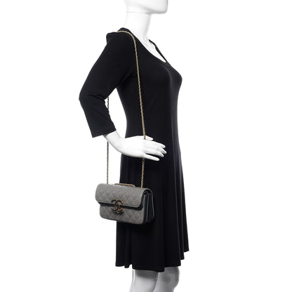 Chanel Lambskin Quilted Small Enamel CC Flap Grey Dark Navy 2 of 12
