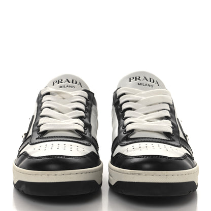 Prada Vitello Sport Spazzolato Rois Triangle Logo Womens Downtown Low Top 30mm Sneakers 37 White Black 2 of 10
