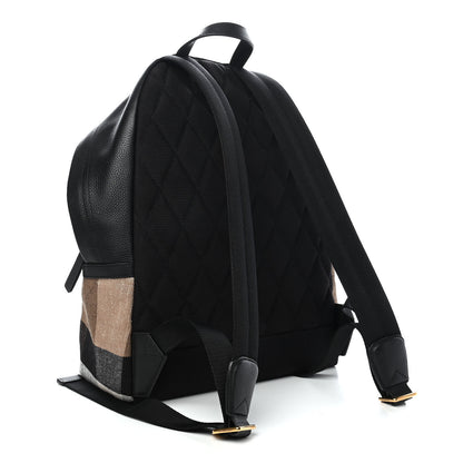 Burberry Mega Check Calfskin Abbeydale Simple Backpack Black Camel 2 of 7