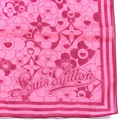 Louis Vuitton Cotton Takashi Murakami Cosmic Blossom Square Scarf Pink 2 of 3