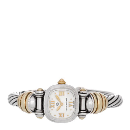 David Yurman Sterling Silver 14K Yellow Gold Mother of Pearl 21mm Classic Cable Quartz Watch 2 of 6