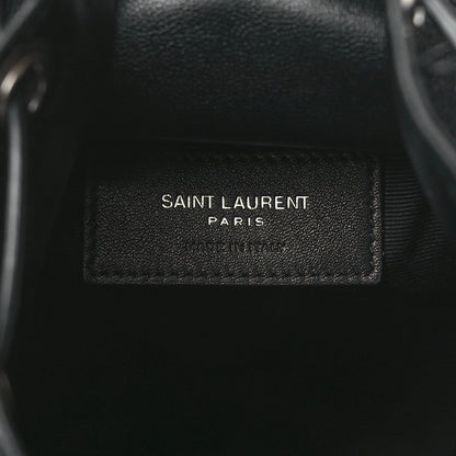 Saint Laurent Smooth Calfskin Studded Small Bahia Drawstring Bucket Bag Black 6 of 10