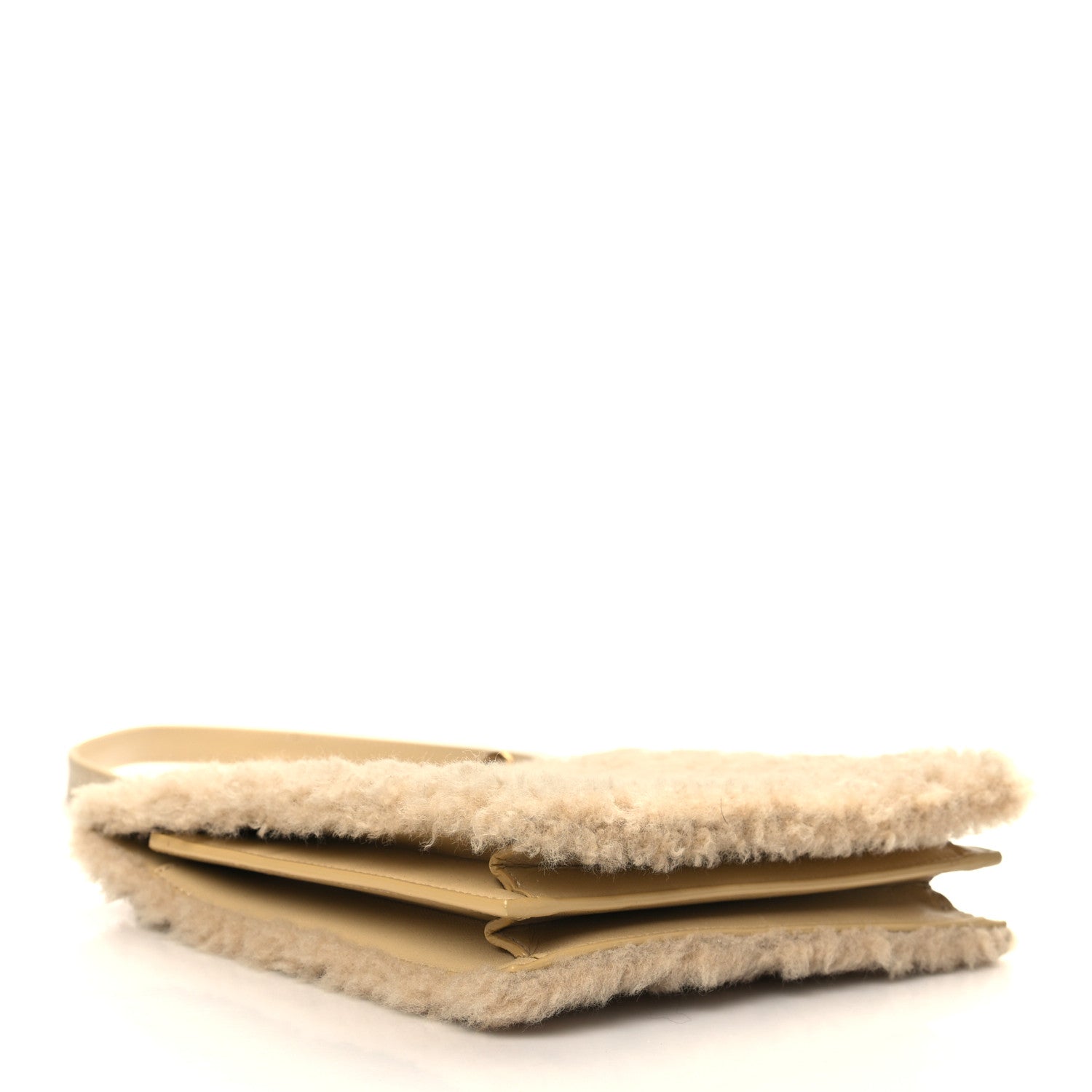 Saint Laurent Shearling Quilted Le Maillon Square Crossbody Bag Natural 3 of 5