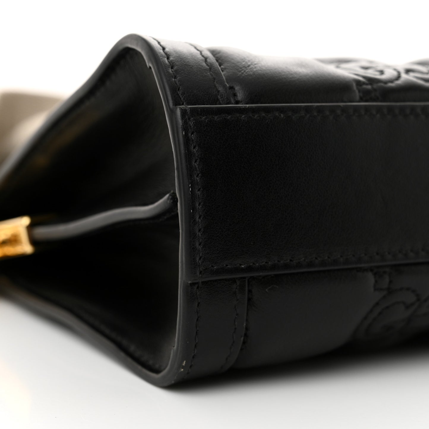 Calfskin GG Matelasse Small Slim Chain Shoulder Bag Black Natural