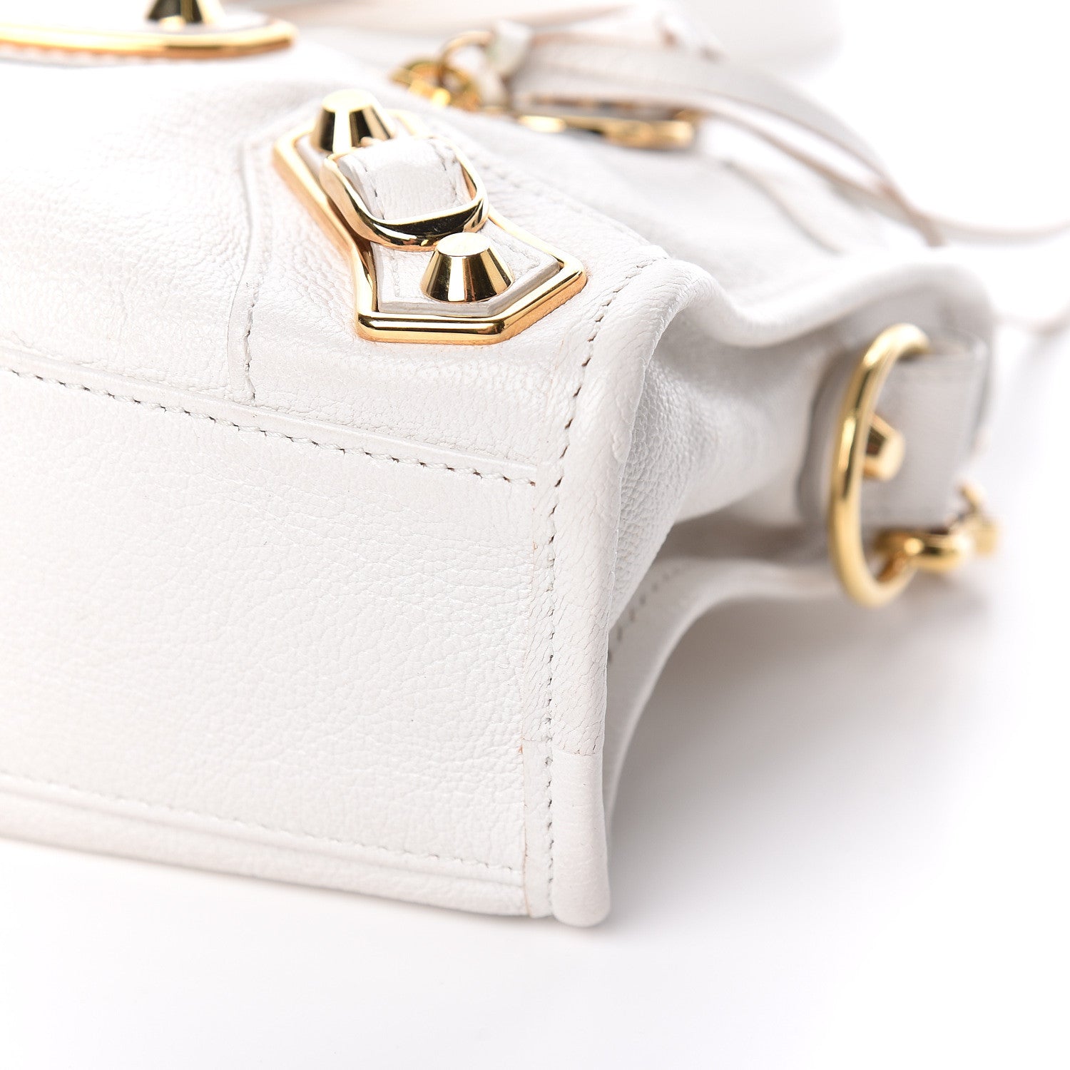 Balenciaga Chevre Gold Metallic Edge Hardware Mini City White 6 of 10