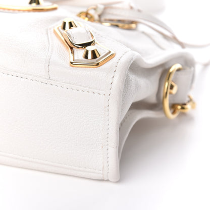 Balenciaga Chevre Gold Metallic Edge Hardware Mini City White 6 of 10