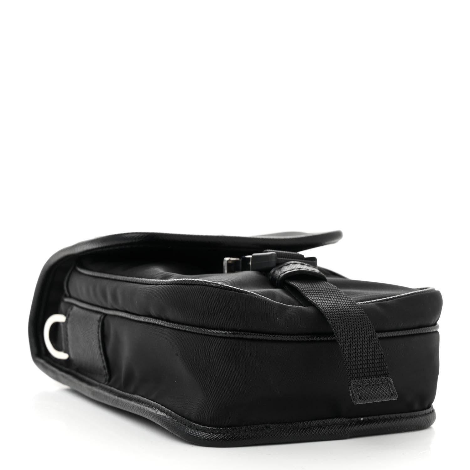 Prada Re-Nylon Saffiano Mini Pocket Single Snap Buckle Messenger Bag Black 4 of 9