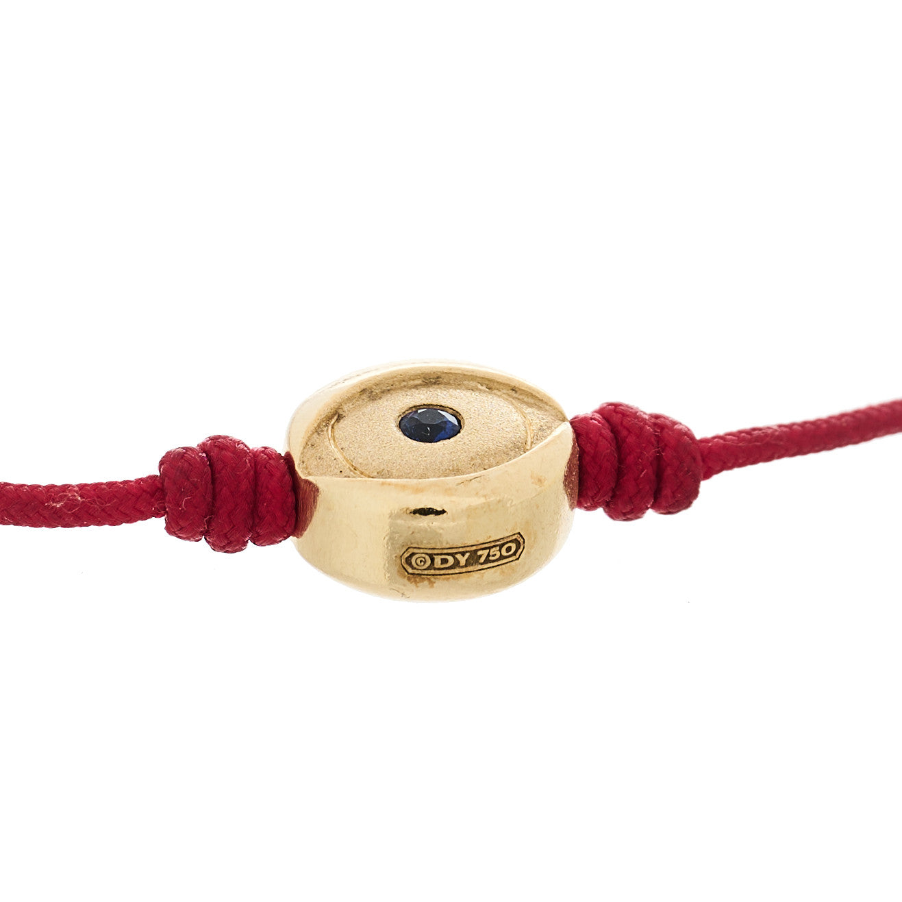 David Yurman 18K Yellow Gold Blue Sapphire Nylon Evil Eye Bracelet Red Red 3 of 4