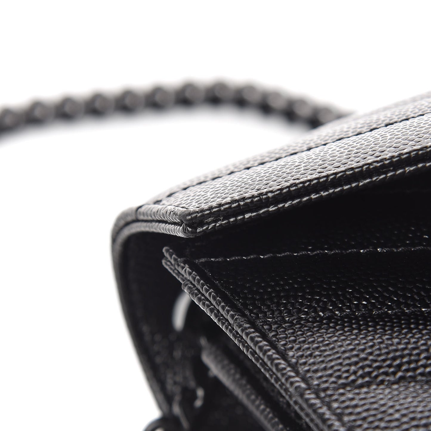 Grain De Poudre Matelasse Chevron Monogram Chain Wallet Black