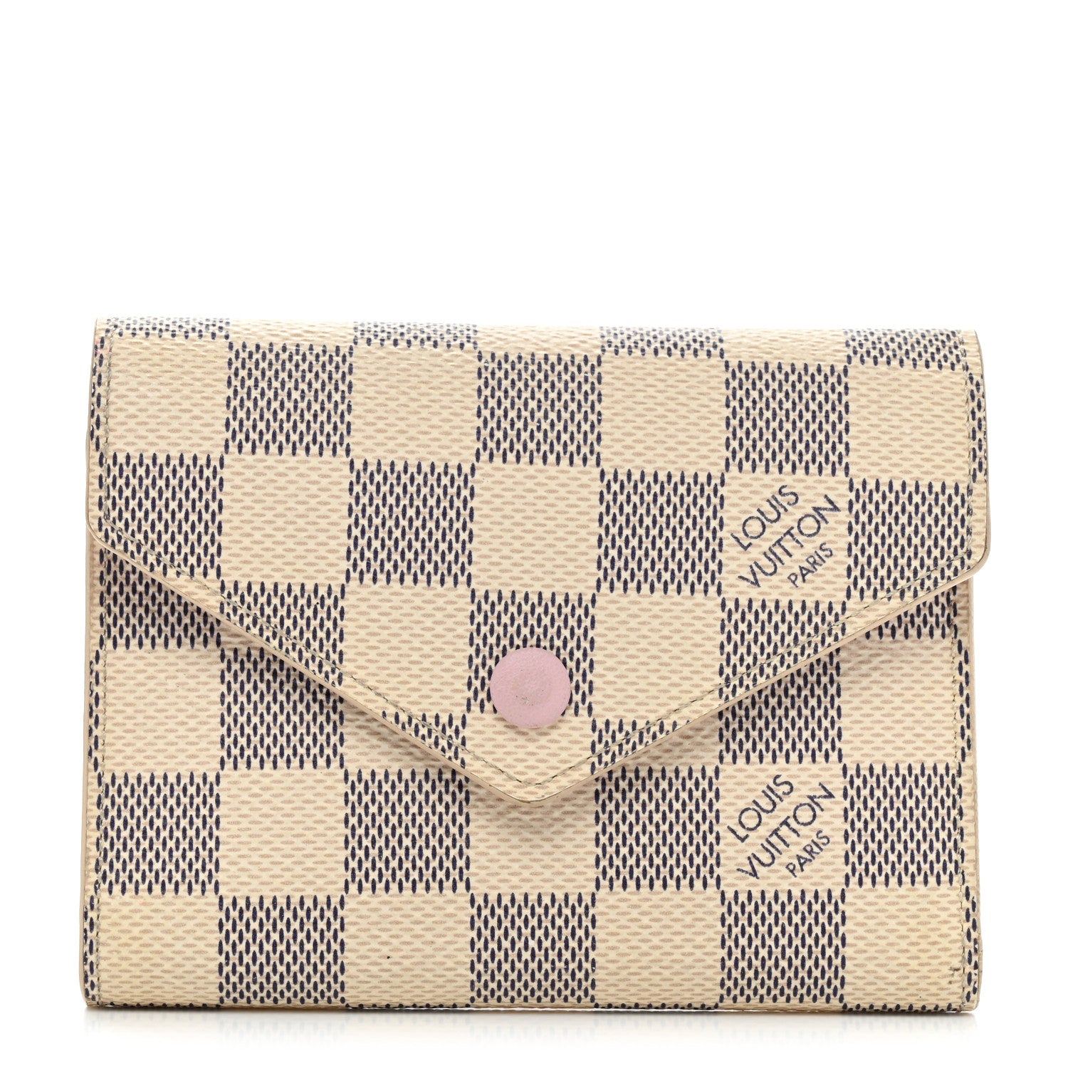 Louis Vuitton Damier Azur Victorine Wallet Rose Ballerine 1 of 8
