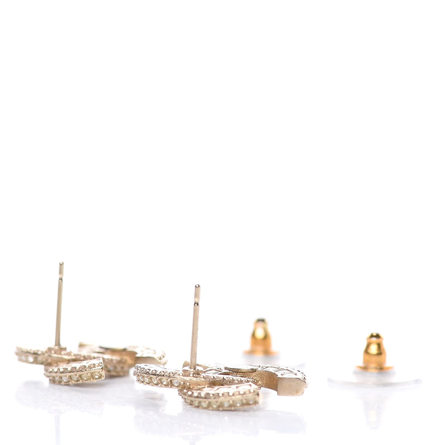 Chanel Crystal CC Earrings Gold 4 of 5