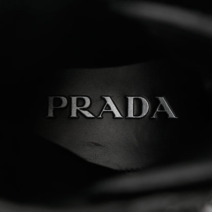 Prada Spazzolato Rois Re-Nylon Metal Triangle Logo Mens Monolith Pouch Pocket 60mm Combat Boots 9 Black 7 of 11