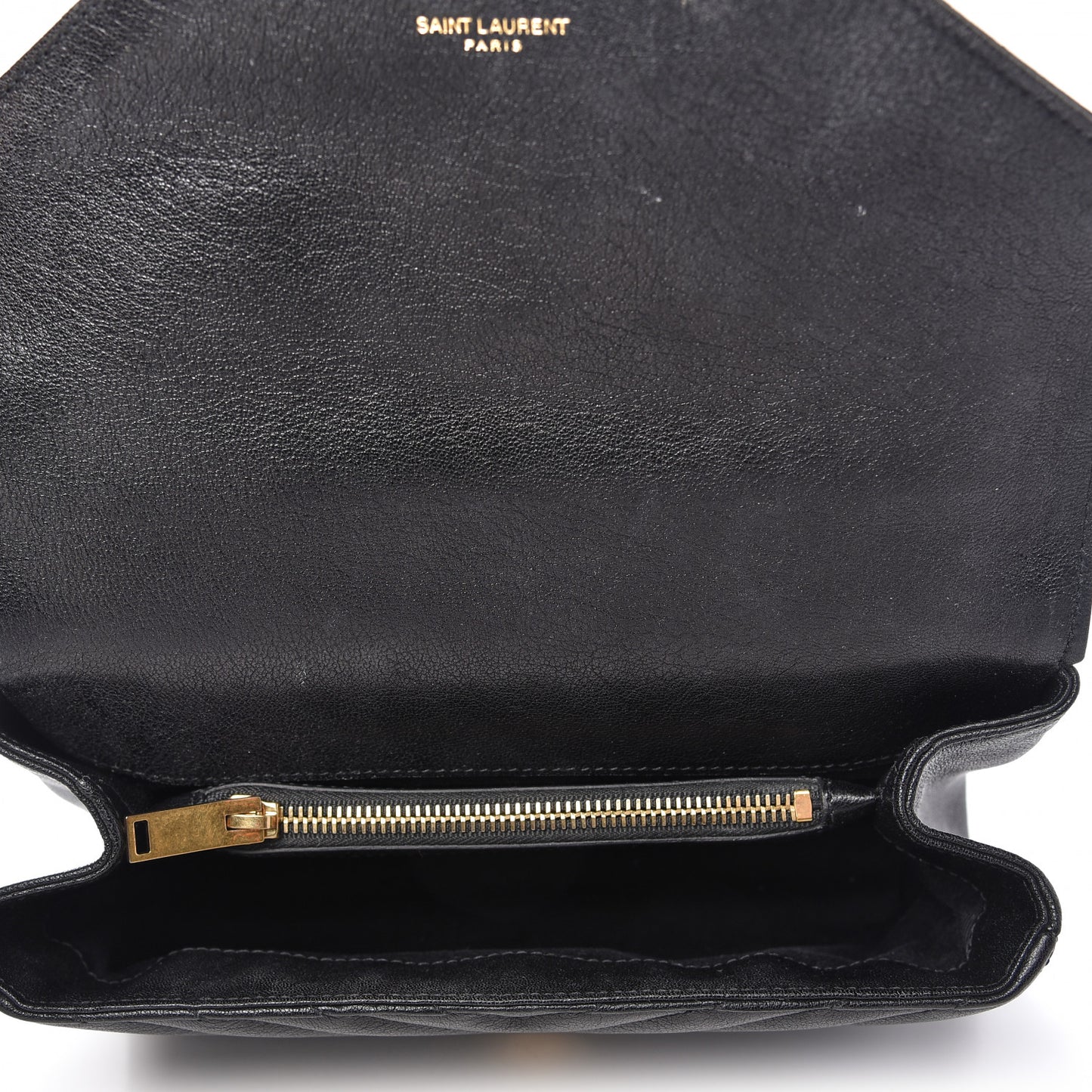 Sheepskin Matelasse Chevron Monogram Medium College Bag Black