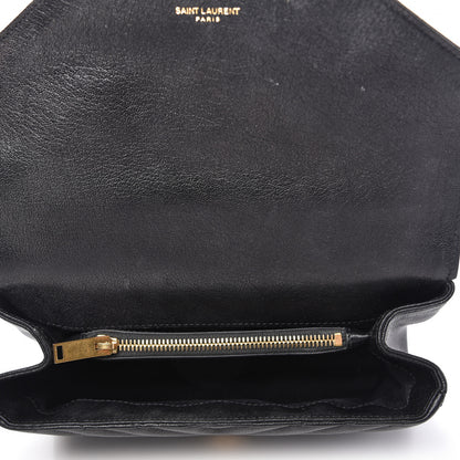 Saint Laurent Sheepskin Matelasse Chevron Monogram Medium College Bag Black 5 of 10