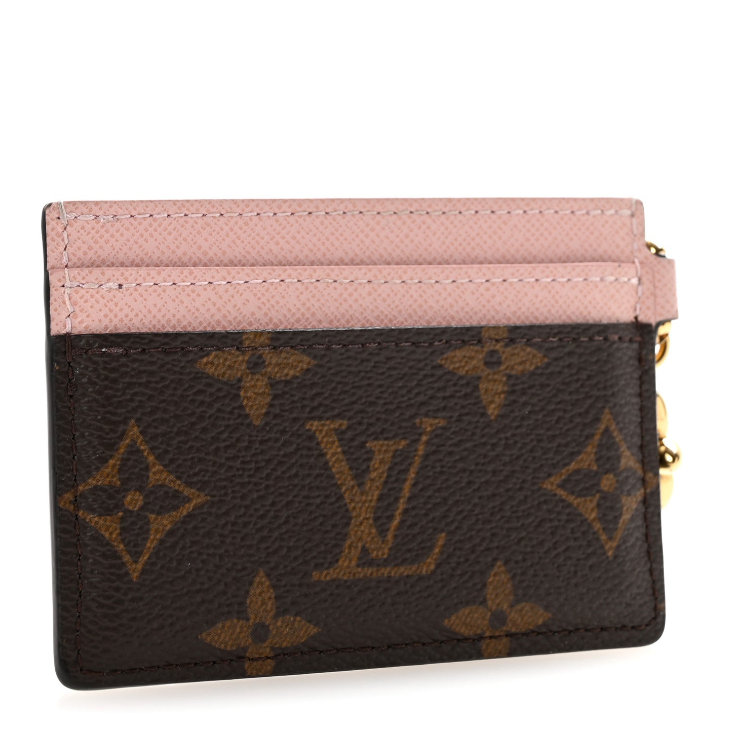 Monogram LV Charms Card Holder Rose Ballerine
