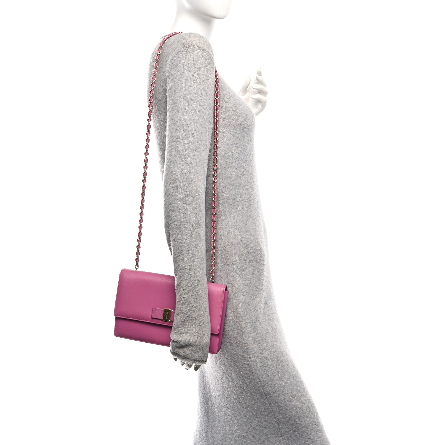 Salvatore Ferragamo Printed Calfskin Vara Bow Chain Flap Crossbody