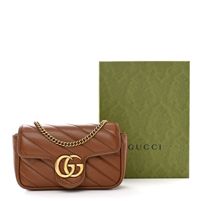 Gucci Azalea Calfskin Matelasse Diagonal Super Mini GG Marmont Shoulder Bag Cuir 11 of 11