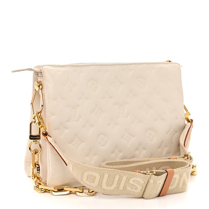 Louis Vuitton Lambskin Embossed Monogram Coussin PM Beige Cream 3 of 12