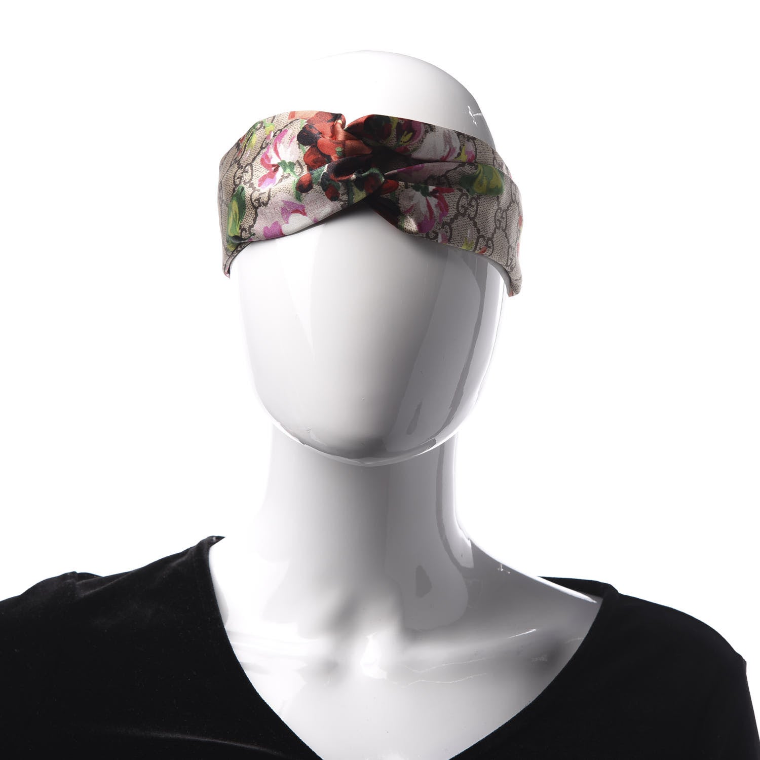 Gucci Silk Monogram Blooms Print Headband Antique Rose 2 of 6