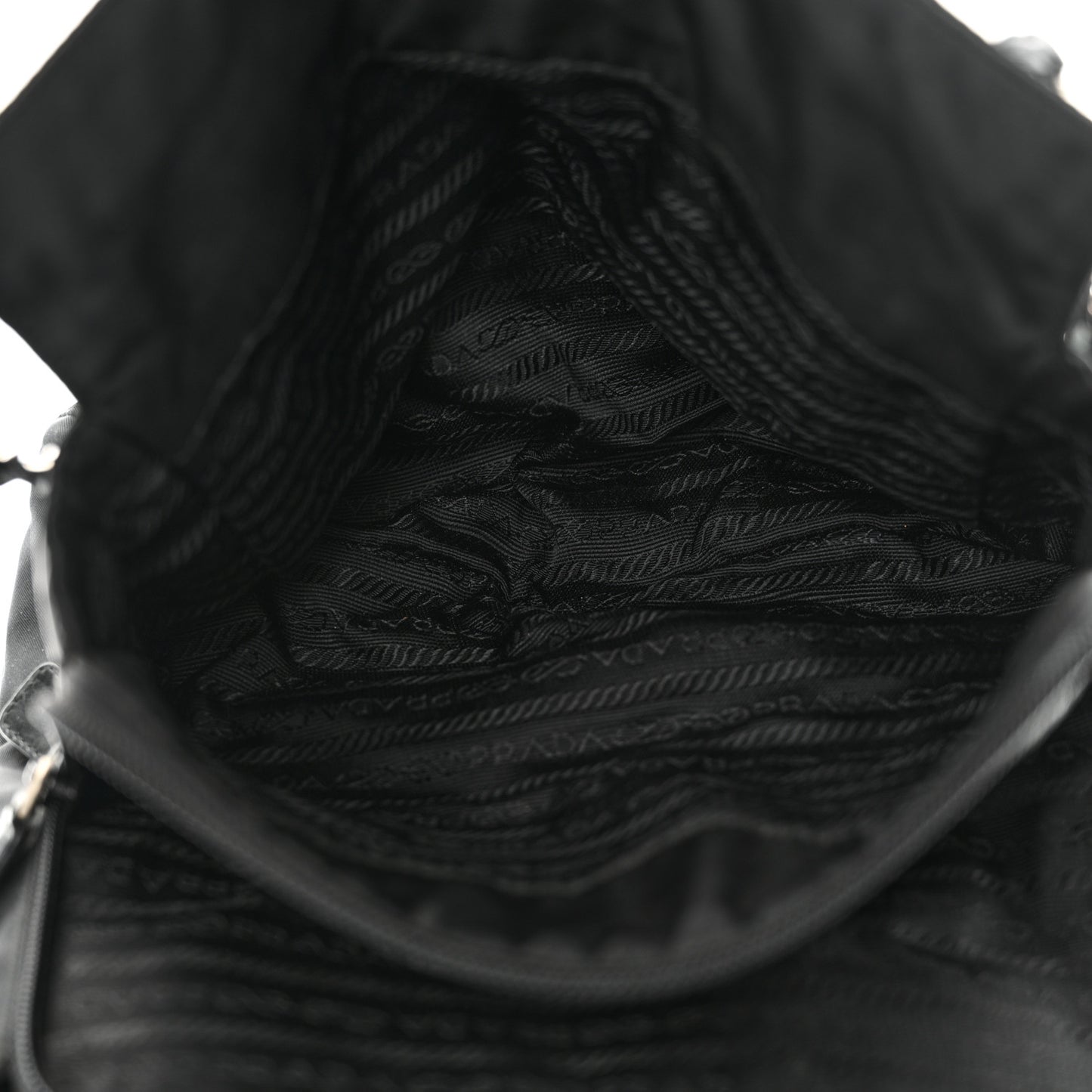 Tessuto Nylon Acciaio Chain Shoulder Bag Black