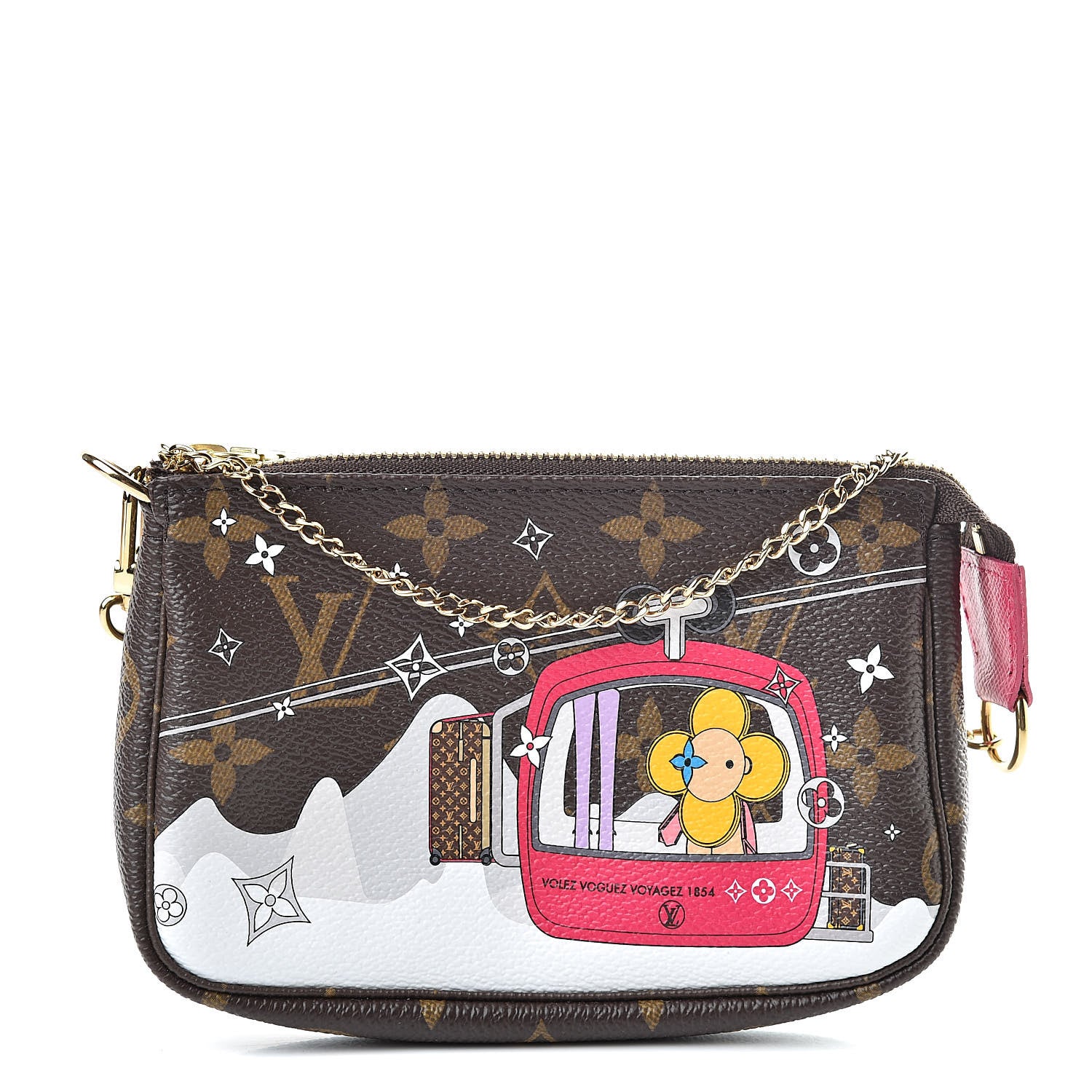 Louis Vuitton Monogram 2019 Christmas Animation Mini Courchevel Pochette Accessories Fuchsia 1 of 8