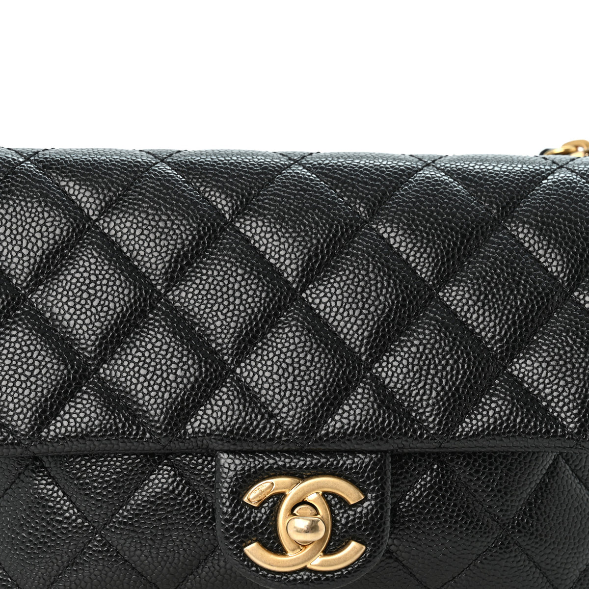 Shiny Caviar Pick Me Up Flap Belt Bag Black