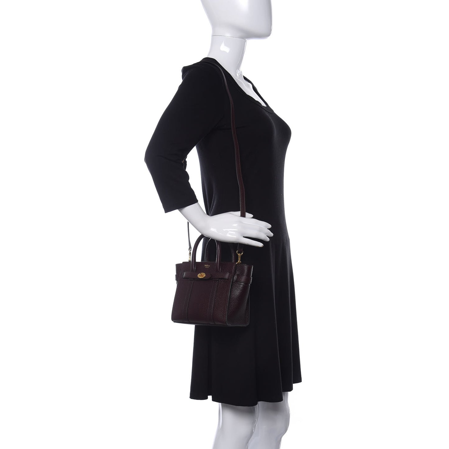 Small Classic Grain Micro Bayswater Zip Tote Oxblood