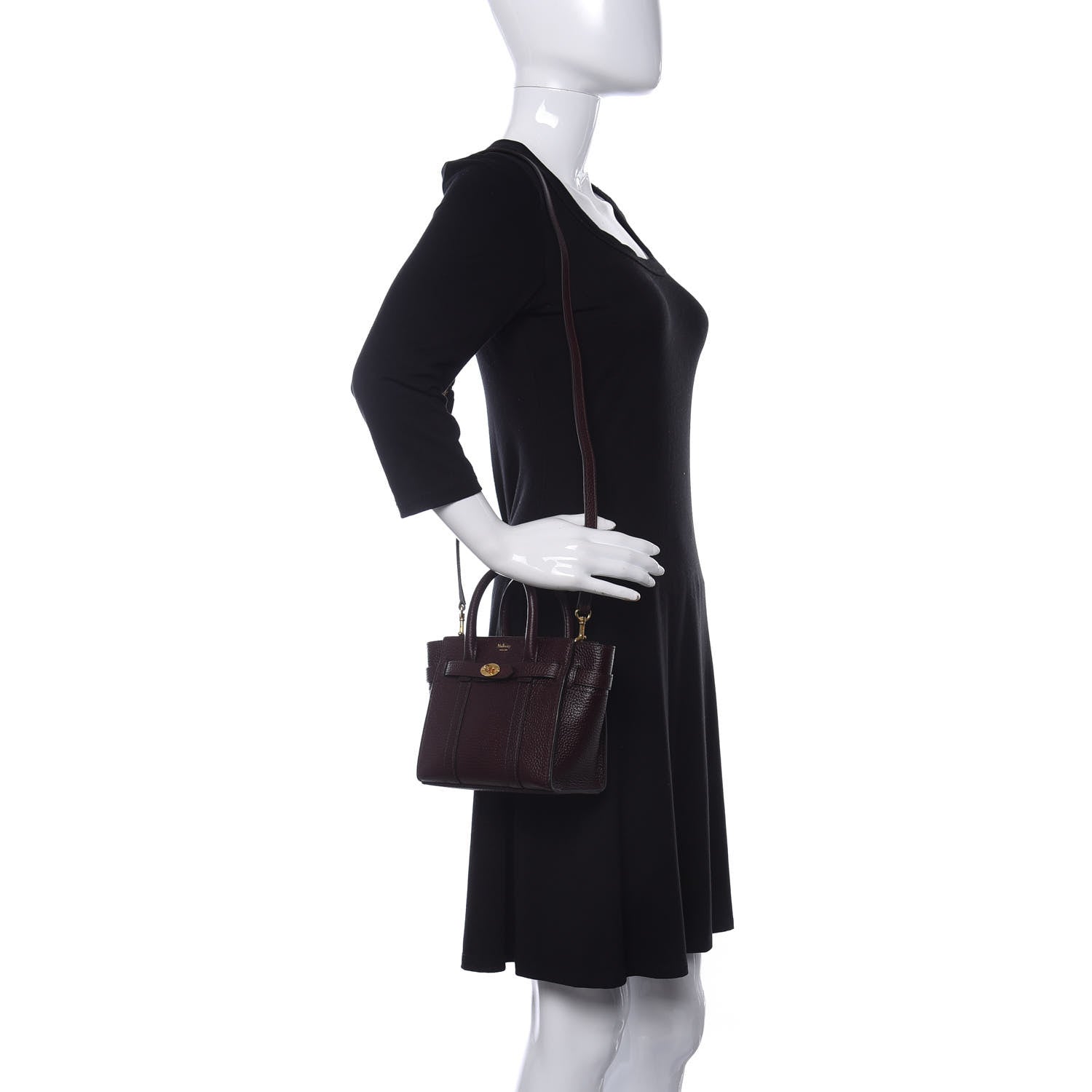 Mulberry Small Classic Grain Micro Bayswater Zip Tote Oxblood 2 of 9