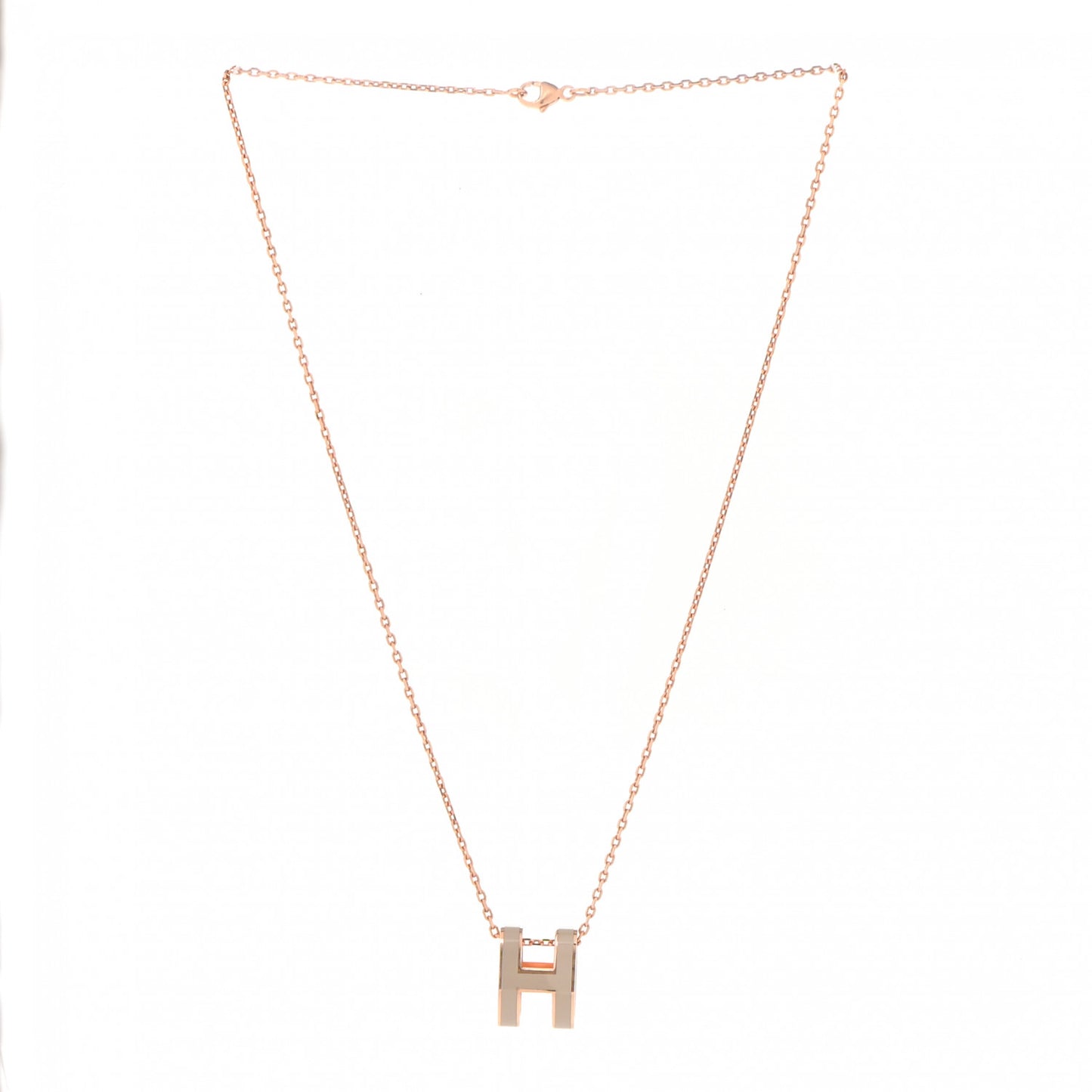 Lacquered Gold Pop H Pendant Necklace Marron Glace