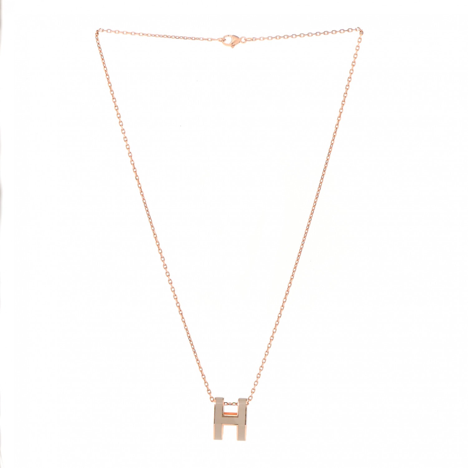 Hermes Lacquered Gold Pop H Pendant Necklace Marron Glace 3 of 6