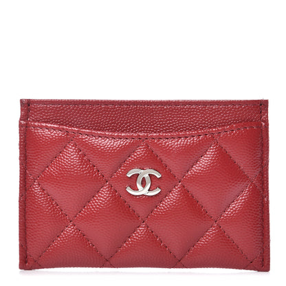Chanel Caviar Quilted CC Card Holder Dark Red 1 of 9