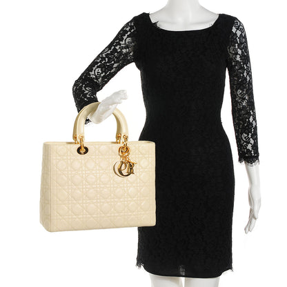Christian Dior Lambskin Cannage Large Lady Dior Beige 2 of 8