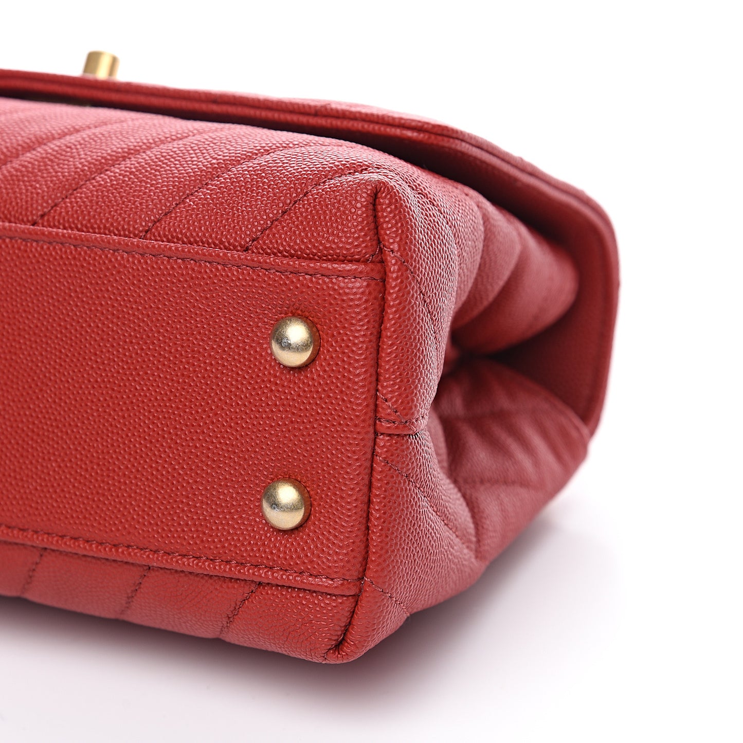 Caviar Chevron Quilted Mini Coco Handle Flap Red
