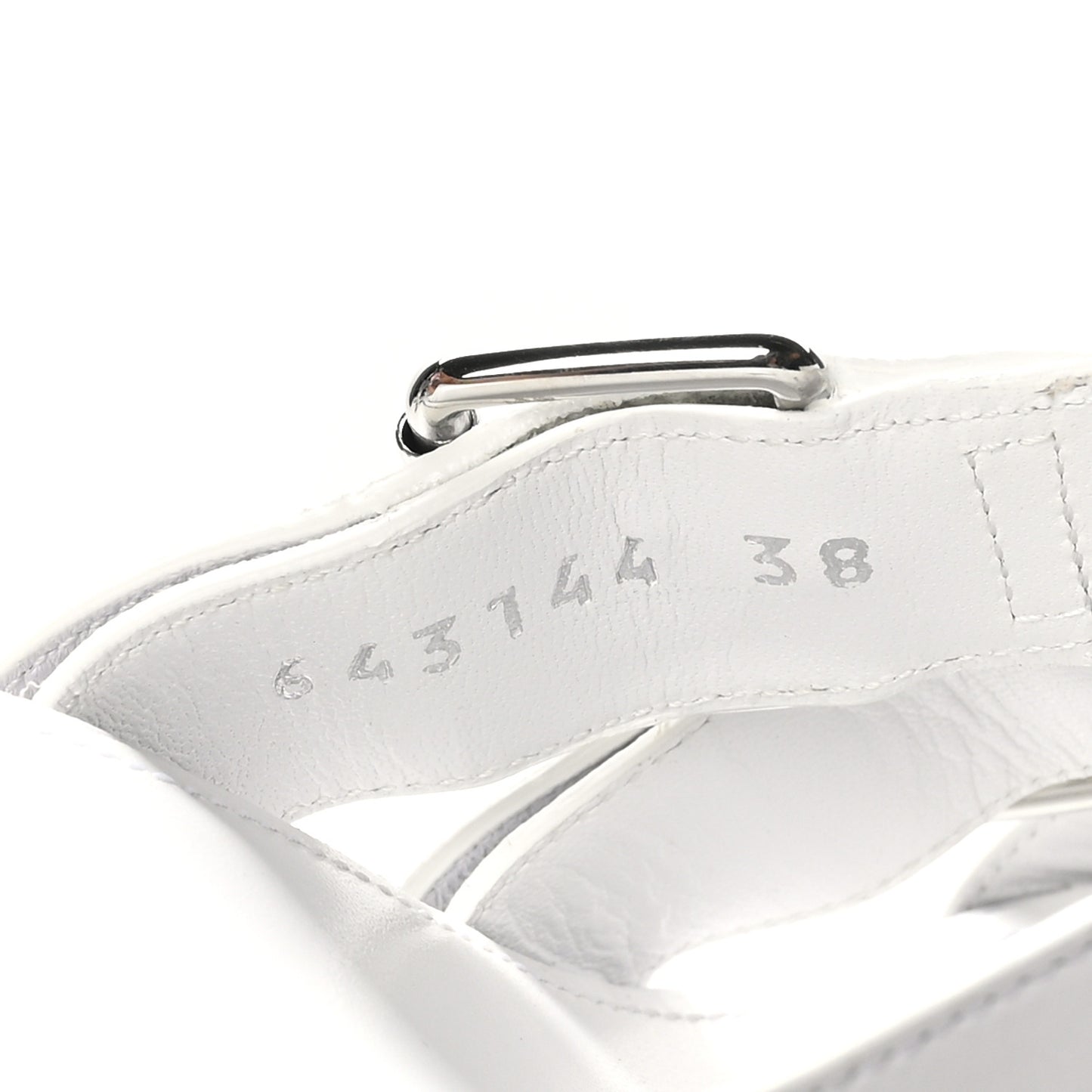 Shiny Sheepskin Bluckle K 80mm Sandals 38 White